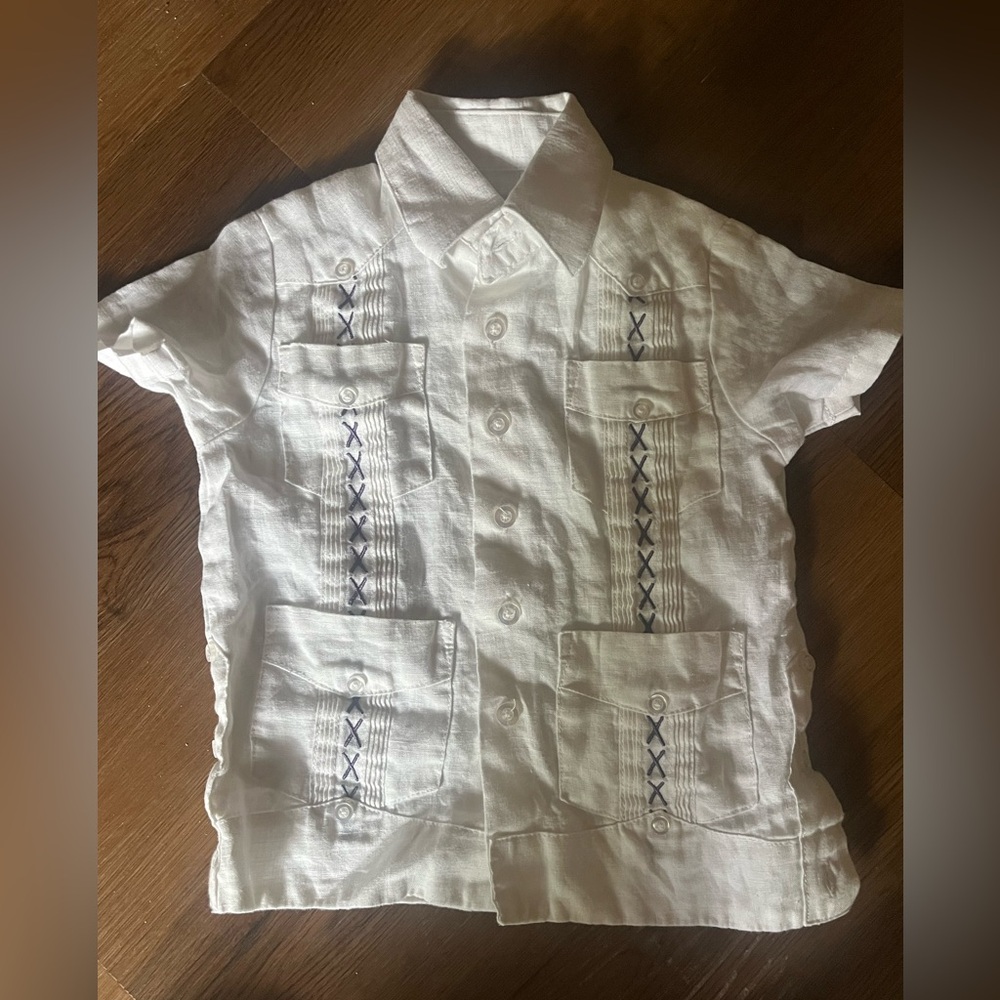 Kids Guayabera 2T White Purple